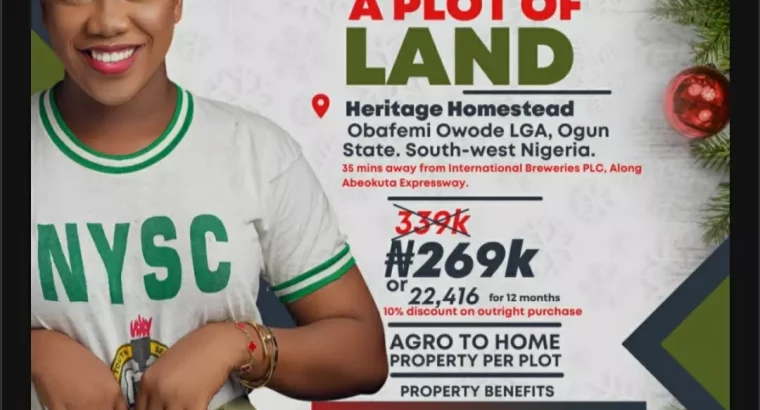 A plot of land for sale in Mowe,Ogun state